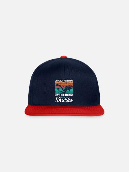 Scuba Diving Dancing with Sharks Scuba Diver - Snapback Cap - Navy/Rot