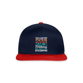 20 Birthday Kiteboarding Kitesurfer 20 Year Old - Snapback Cap - Navy/Rot - Vorne