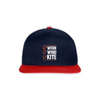 Kitesurfing Work Wind Kite Kitesurfer Kiteboard - Snapback Cap - navy/red - Front