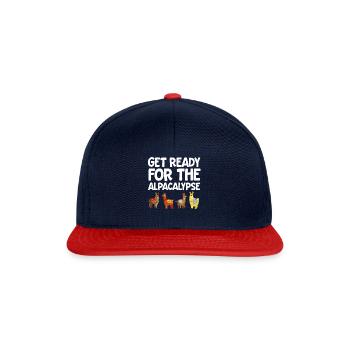 Alpaca Shirt Get Ready For The Alpacalypse Llama - Snapback Cap - navy/red - Front