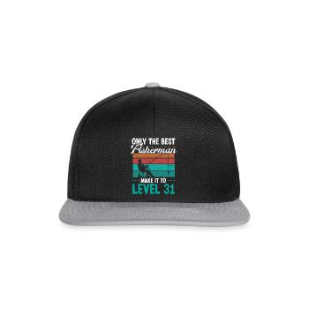 31 Fishing Level 31 Year Old Angler Fisherman - Snapback Cap - Schwarz/Grau - Vorne