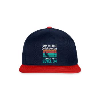 34 Fishing Level 34 Year Old Angler Fisherman - Snapback Cap - navy/red - Front