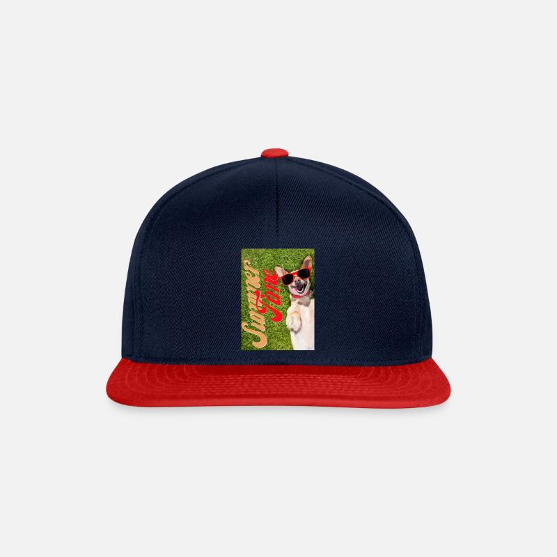 Summer Time lustiges Hunde Design - Snapback Cap - Navy/Rot