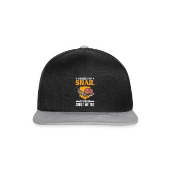 Schnecke Geschenk Weinbergschnecke - Snapback Cap - Schwarz/Grau - Vorne