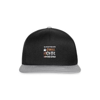 Life is better with a Coffee Cats and Books Cat - Snapback Cap - Schwarz/Grau - Vorne