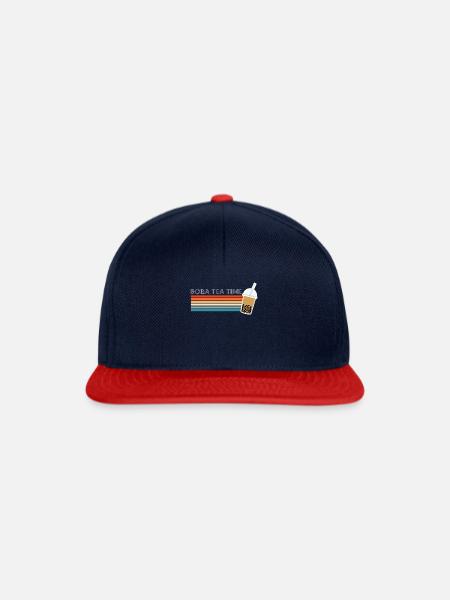 Vintage Retro Boba Tea Time Shirt Geschenk - Snapback Cap - Navy/Rot