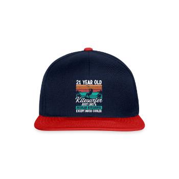 21 Birthday Kiteboarding 21 Years Old Kitesurfing - Snapback Cap - Navy/Rot - Vorne