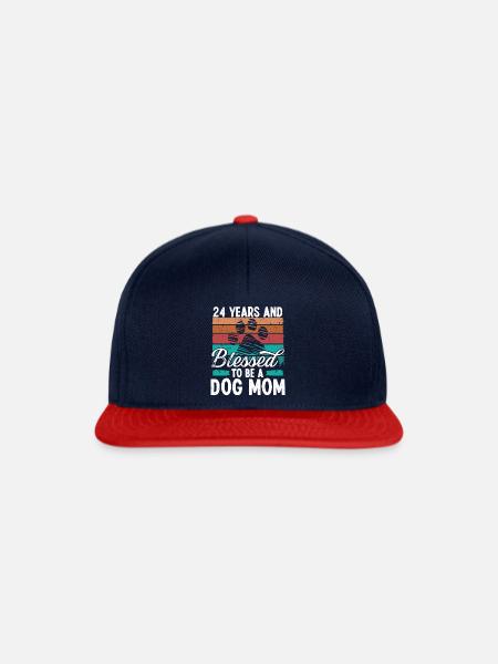 24 Year Old Dog Mom 24 Birthday Retro Dog Mother - Snapback Cap - Navy/Rot