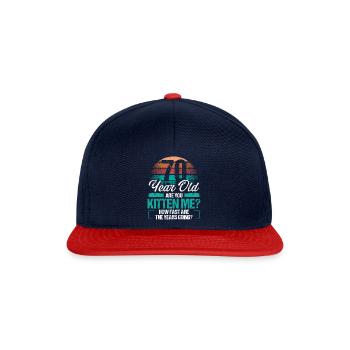 70 Year Old Funny Cat Owner Birthday Idea Kitten - Snapback Cap - navy/red - Front