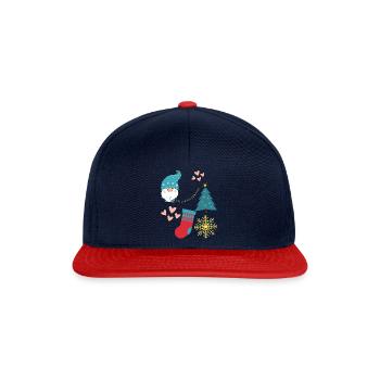 Les icônes de Noël- Nain, sapin, flocon de neige - Casquette snapback - bleu marine/rouge - Devant