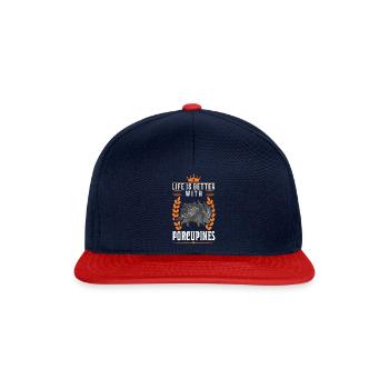 Life is better with Porcupine Porcupine - Snapback Cap - navy/red - Front