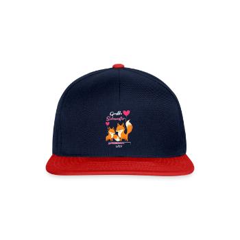 Große Schwester Lädt Fuchs Geschwister - Snapback Cap - Navy/Rot - Vorne
