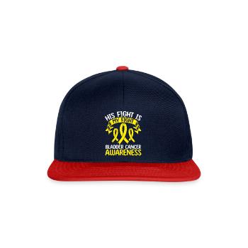 Bladder Cancer Ribbon Month His Fight is my Fight - Snapback Cap - navy/red - Front