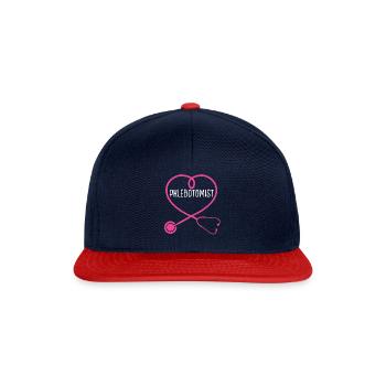Phlebotomist Stethoscope Appreciation Heart - Snapback Cap - navy/red - Front