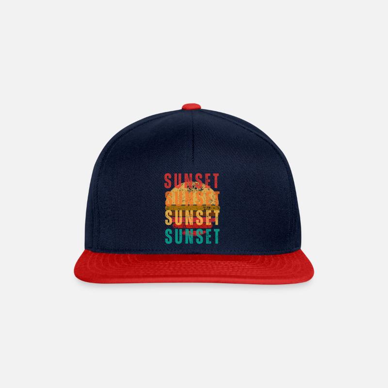 Sunset, Sommer, Sonnenuntergang - Snapback Cap - Navy/Rot