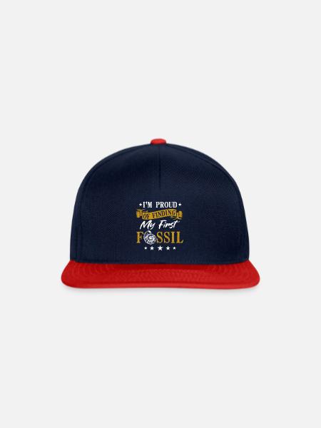 Fossilien, Paläontologe, Fossiliensammler, - Snapback Cap - Navy/Rot