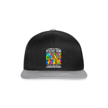 Dyslexie Legasthenie Legastheniker - Snapback Cap - Schwarz/Grau - Vorne