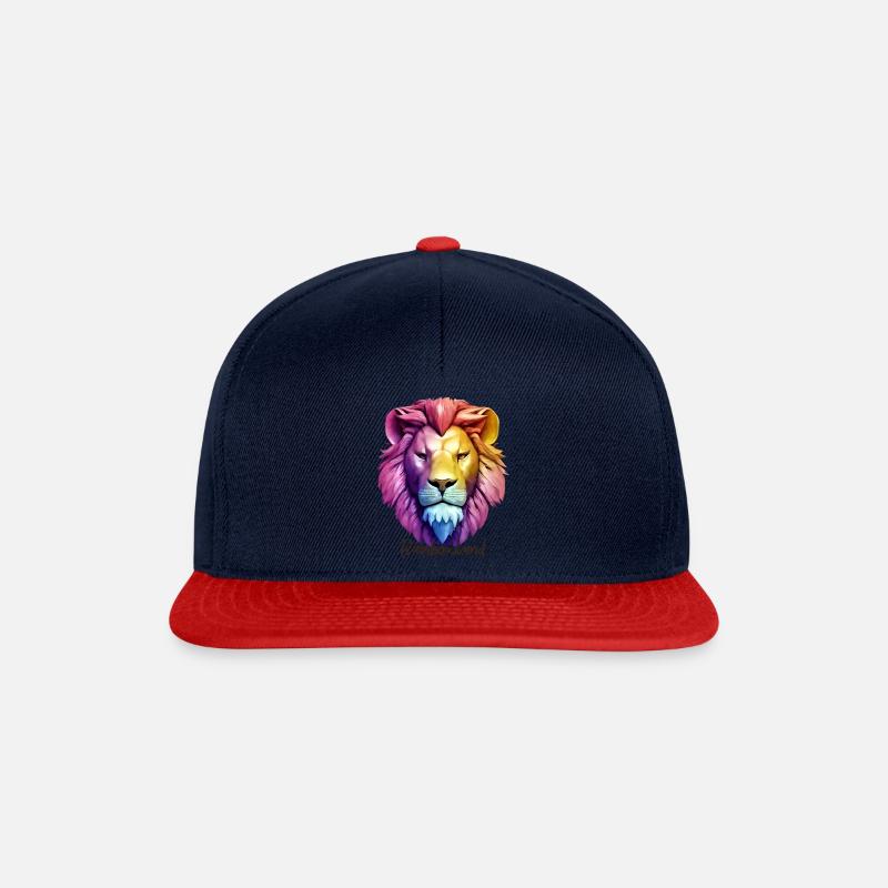 Löwe im Rainbowland - Snapback Cap - Navy/Rot