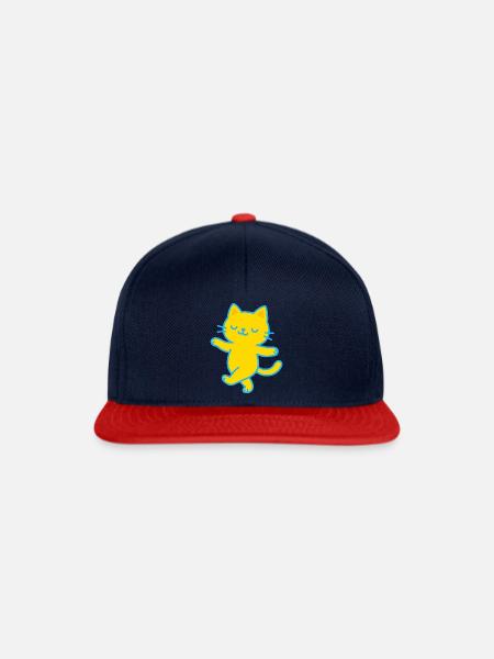 Katze glücklich fröhlich - Snapback Cap - Navy/Rot