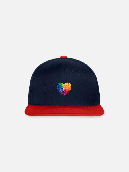 Regenbogen Herz - Snapback Cap - Navy/Rot