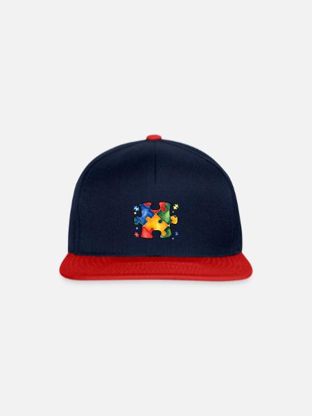 Autismus-Puzzle - Snapback Cap - Navy/Rot