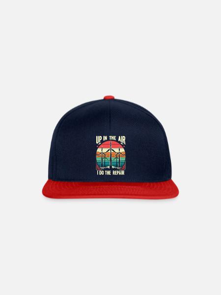 Windrad Kletterer Industriekletterer Geschenk - Snapback Cap - Navy/Rot