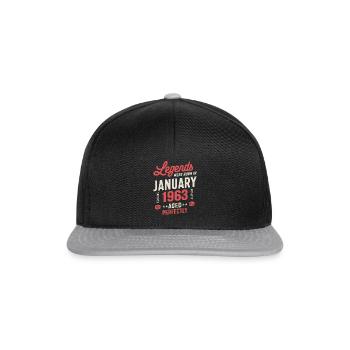 Legends Were Born In January 1963 Birthday Gift - Snapback Cap - black/grey - Front
