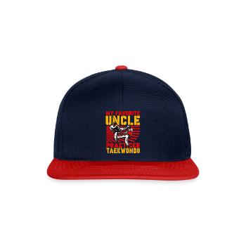 Mein Lieblingsonkel trainiert Taekwondo - Snapback Cap - Navy/Rot - Vorne
