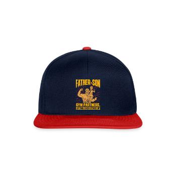 Father Son Gym Partners lifting each other up - Snapback Cap - navy/red - Front