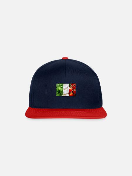 Italien Essen Flagge - Snapback Cap - Navy/Rot