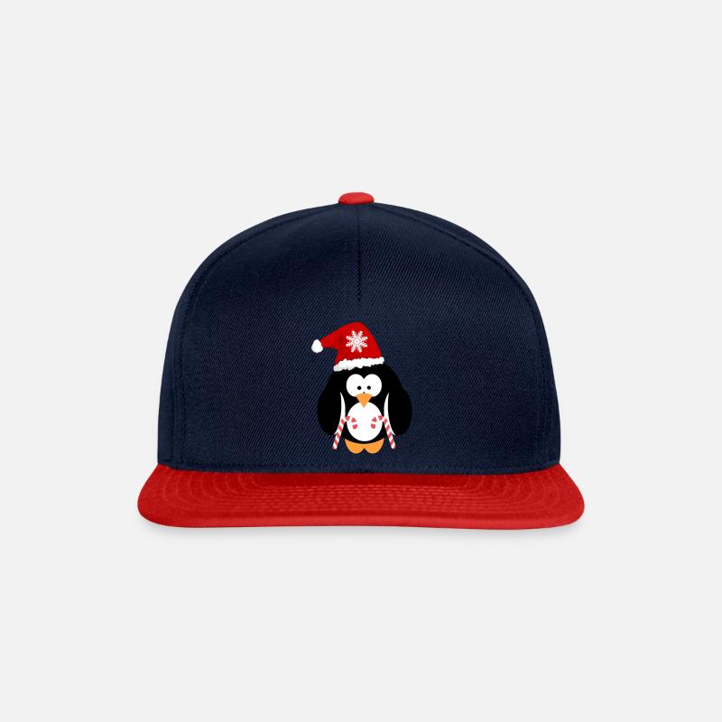 Pingouin Noël - Casquette snapback - bleu marine/rouge