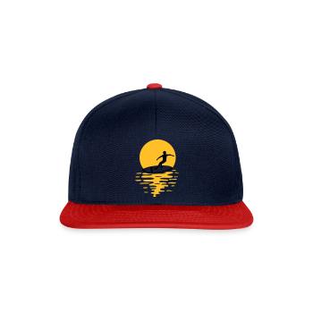 Sonne Abend Surfer - Snapback Cap - Navy/Rot - Vorne