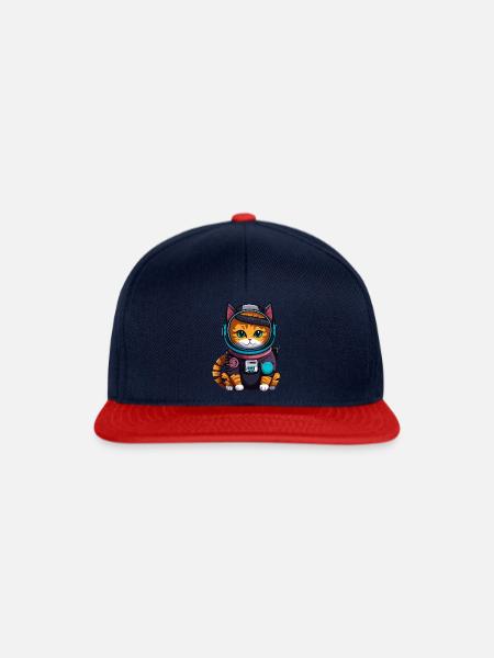 Cyberpunk Astrokatze - Snapback Cap - Navy/Rot