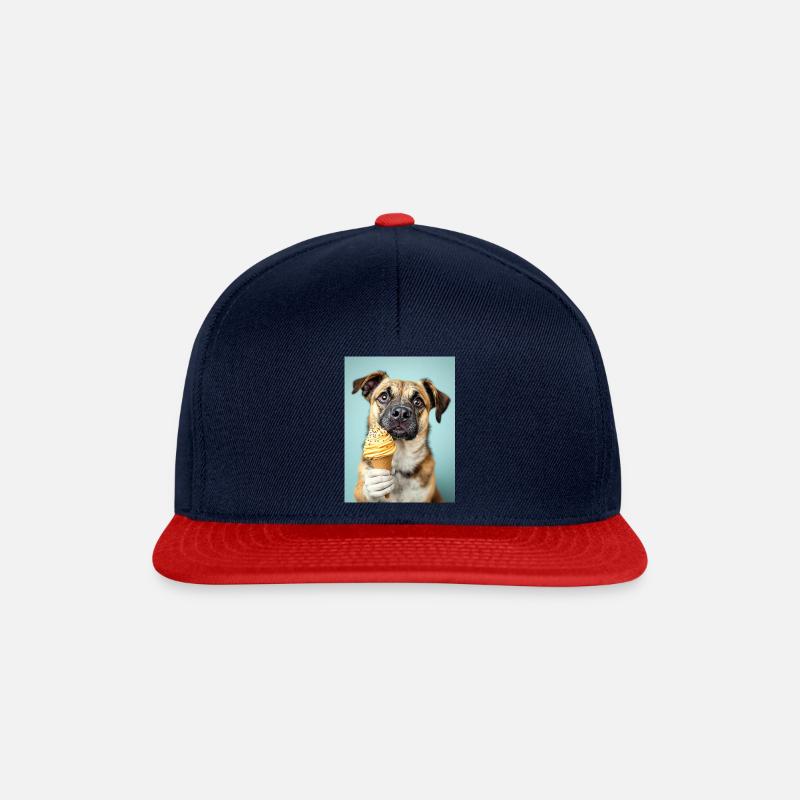 Hund mit Eis - Snapback Cap - Navy/Rot