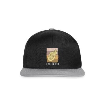 Niederlande Tourist Amsterdam Holzschuhe Schuhe - Snapback Cap - Schwarz/Grau - Vorne