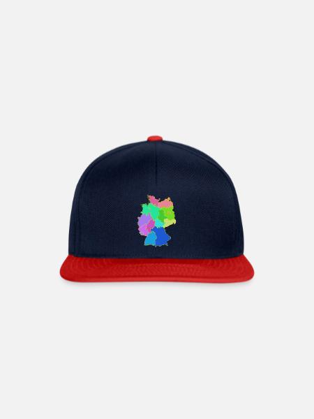 Bundesländer Deutschland Karte - Snapback Cap - Navy/Rot