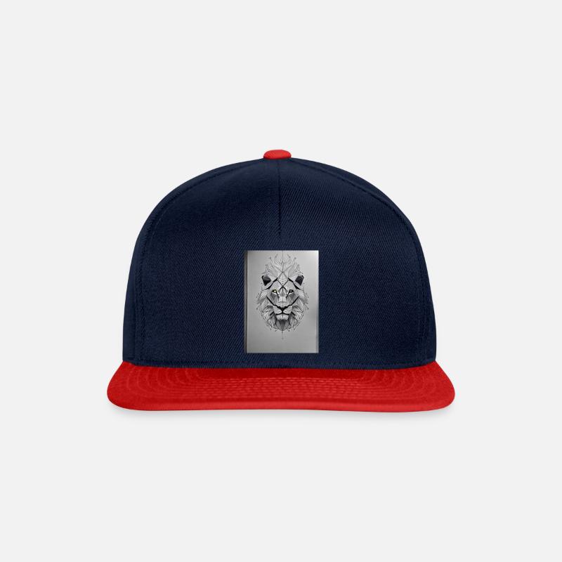 Zeichnung eines Löwen - Snapback Cap - Navy/Rot