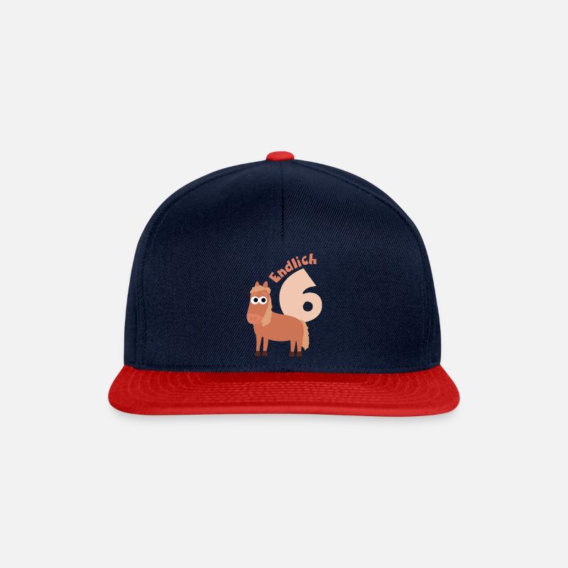 Endlich 6 Jahre Alt - 6. Geburtstag Pferd - Snapback Cap - Navy/Rot