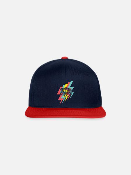 chat - Casquette snapback - bleu marine/rouge