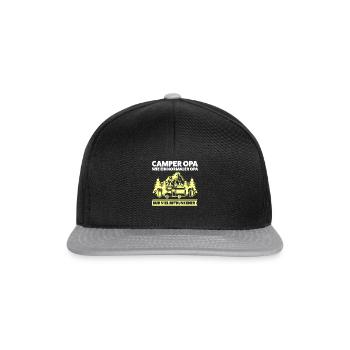 Camper Opa Camping Geschenk - Snapback Cap - Schwarz/Grau - Vorne