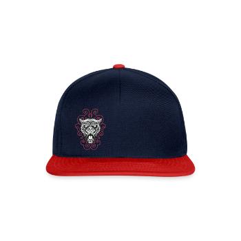 Tribal line Art Tiger - Snapback Cap - Navy/Rot - Vorne