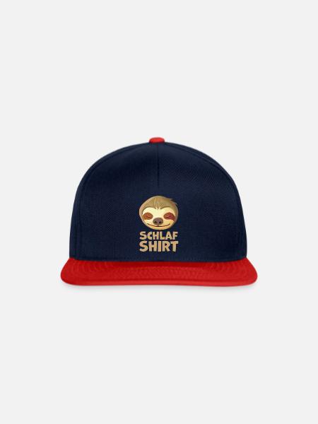 Schlafshirt Faultier Schlafen Schlaf Shirt - Snapback Cap - Navy/Rot