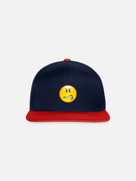 Smiley Glossy Angry - Snapback Cap - Navy/Rot