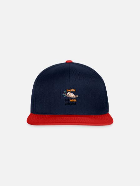 Faultier Schlafshirt Positiv auf Müde Getestet - Snapback Cap - Navy/Rot