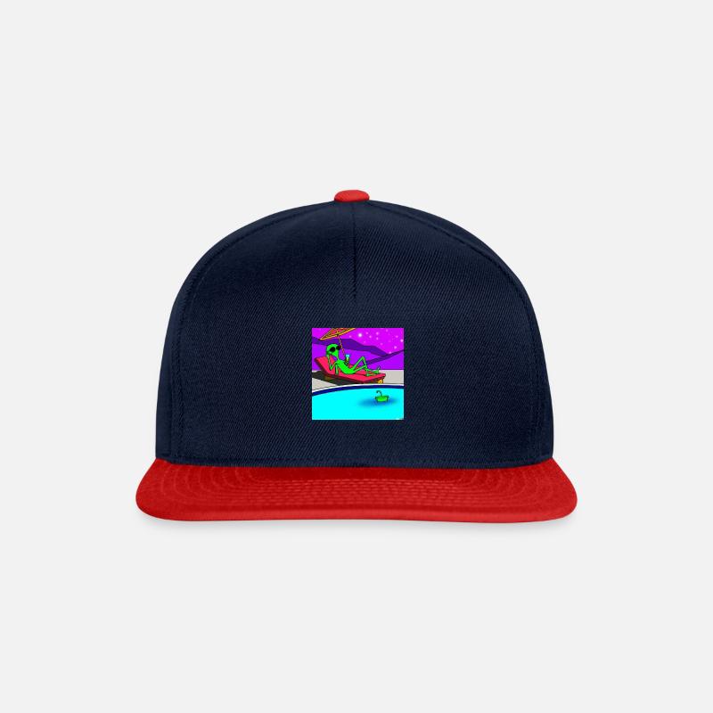 Alien am Pool - Snapback Cap - Navy/Rot