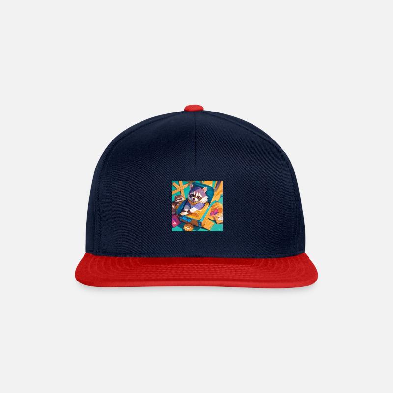 ImgCreator ai racoon astronaut - Snapback Cap - Navy/Rot