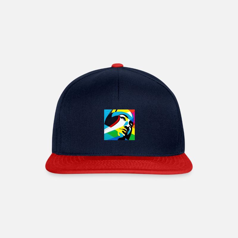 Retro Face 2 - Snapback Cap - Navy/Rot