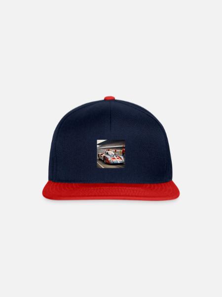 Langstrecken Rennwagen der 80er - Snapback Cap - Navy/Rot