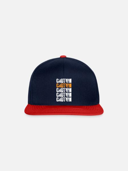 Caution Achtung - Snapback Cap - Navy/Rot