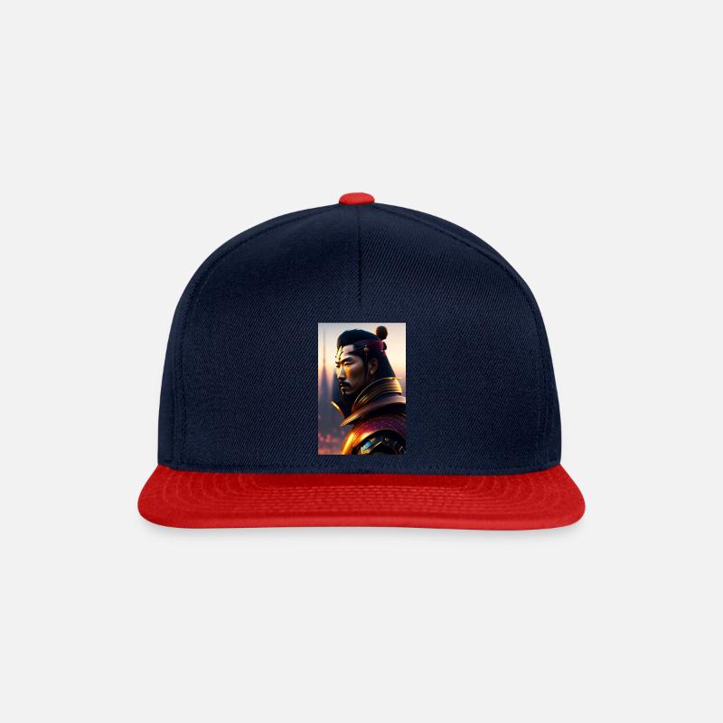 Samouraï futuriste - Casquette snapback - bleu marine/rouge